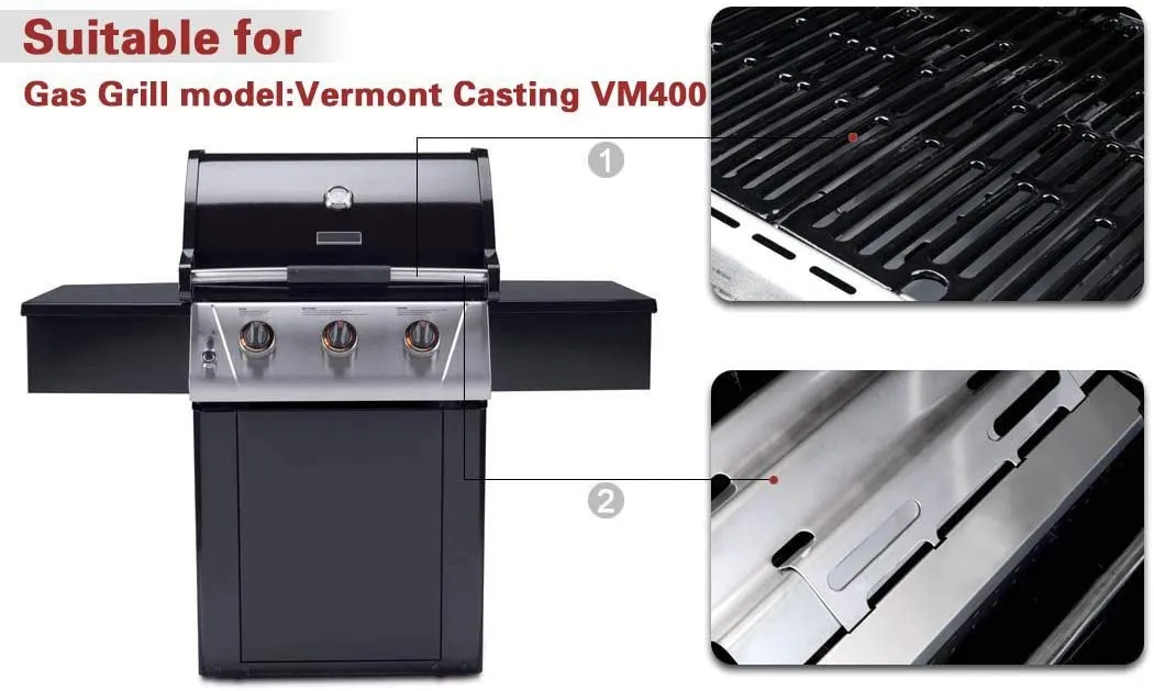 14 1/2'' Heat Plates Shield Tent Burner Cover for Vermont Castings CF9030, CF9050, CF9055-3A etc Grills, BBQ Replacement Parts