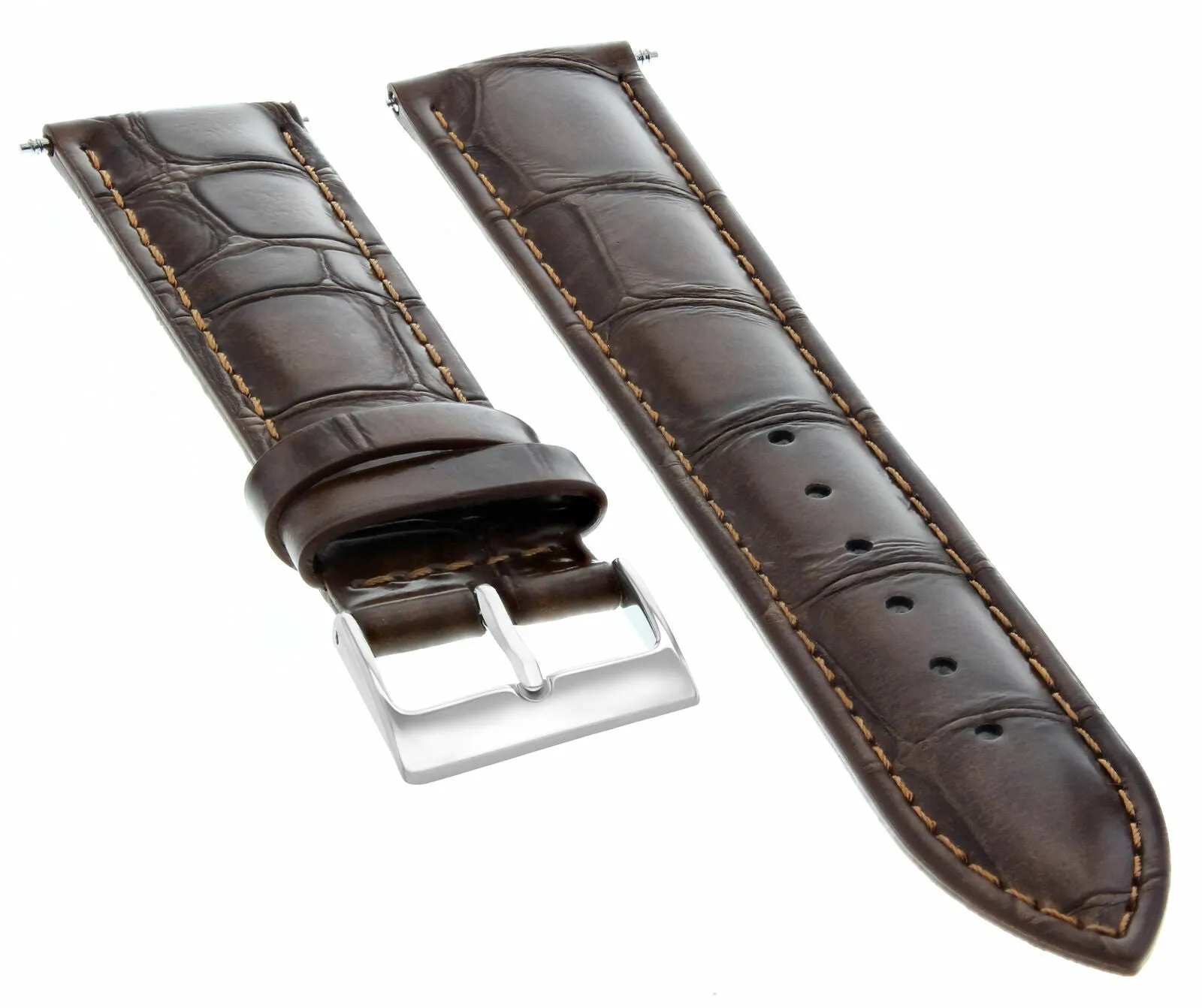 17MM LEATHER GATOR WATCH STRAP BAND FOR 31MM ROLEX MIDSIZE JUNIOR  DARK BROWN