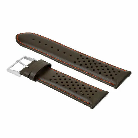 18MM FOR TAG HEUER CARRERA PERFORATED LEATHER STRAP BAND QUICK RELEASE BROWN OS