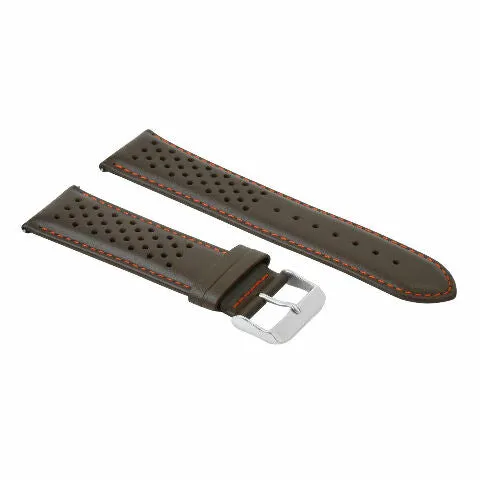 18MM FOR TAG HEUER CARRERA PERFORATED LEATHER STRAP BAND QUICK RELEASE BROWN OS