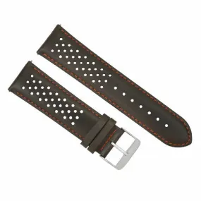 18MM FOR TAG HEUER CARRERA PERFORATED LEATHER STRAP BAND QUICK RELEASE BROWN OS