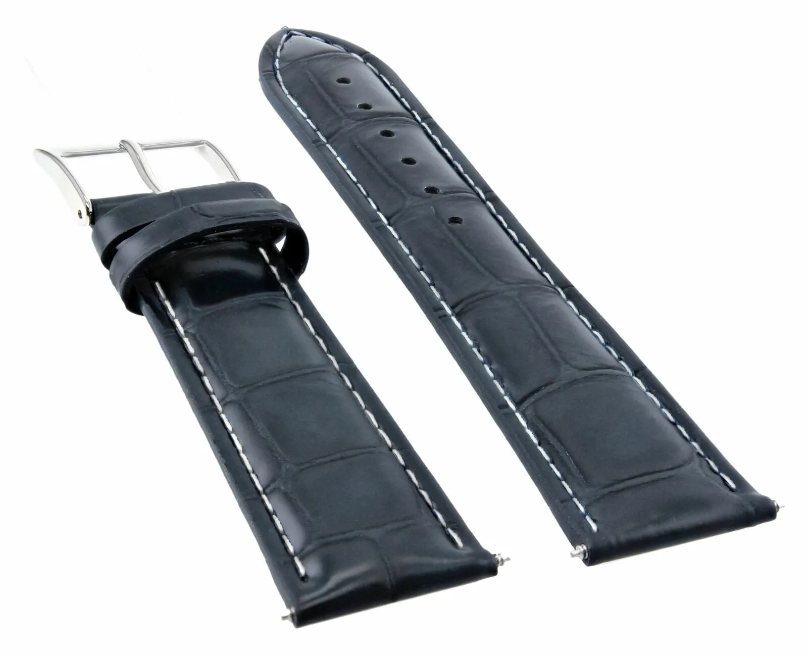 18MM GENUINE WATCH LEATHER WATCH STRAP FOR TUDOR PRINCE DARK BLUE WHITE STITCH
