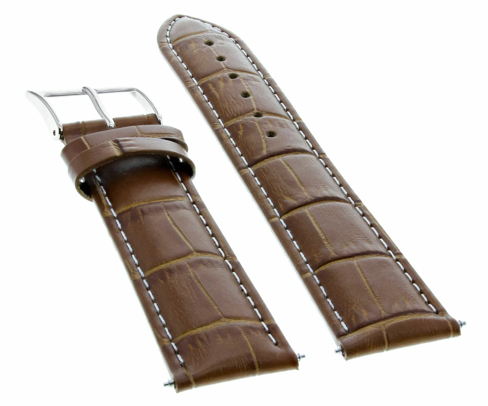 18MM  LEATHER WATCH BAND STRAP FOR ROLEX  CELLINI WATCH LIGHT BROWN WHITE STITCH