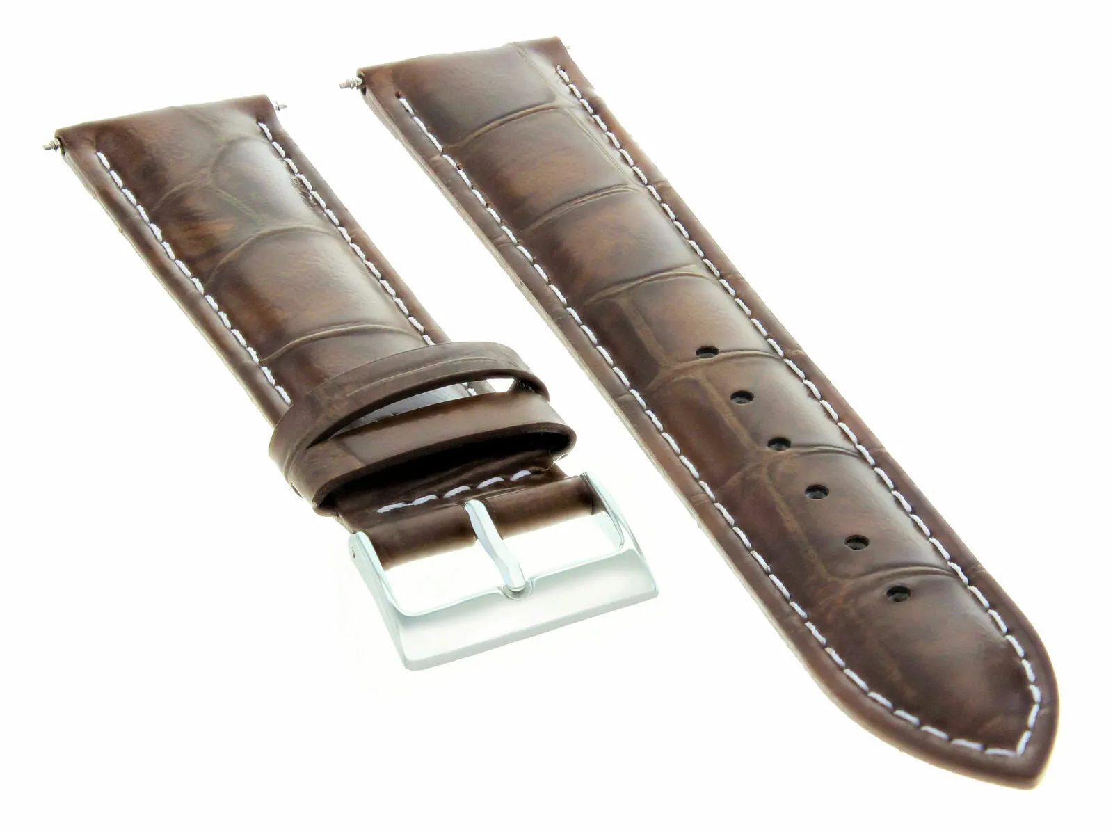 18MM  LEATHER WATCH BAND STRAP FOR ROLEX  CELLINI WATCH LIGHT BROWN WHITE STITCH