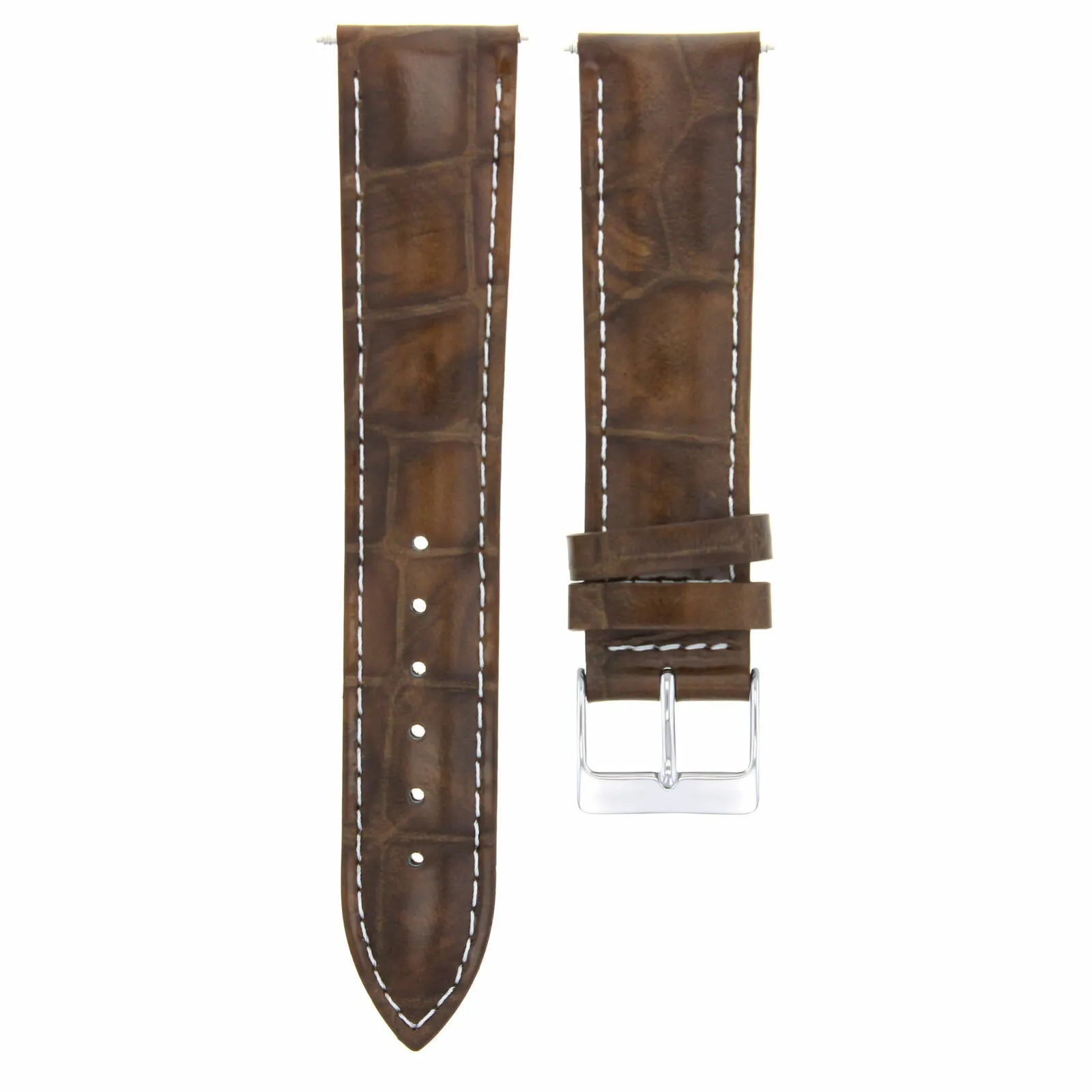18MM  LEATHER WATCH BAND STRAP FOR ROLEX  CELLINI WATCH LIGHT BROWN WHITE STITCH