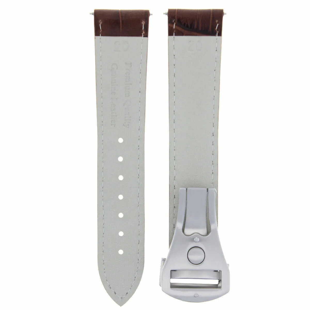 20MM LEATHER BAND WATCH STRAP BUCKLE CLASP FOR 41MM OMEGA SEAMASTER DARK BROWN