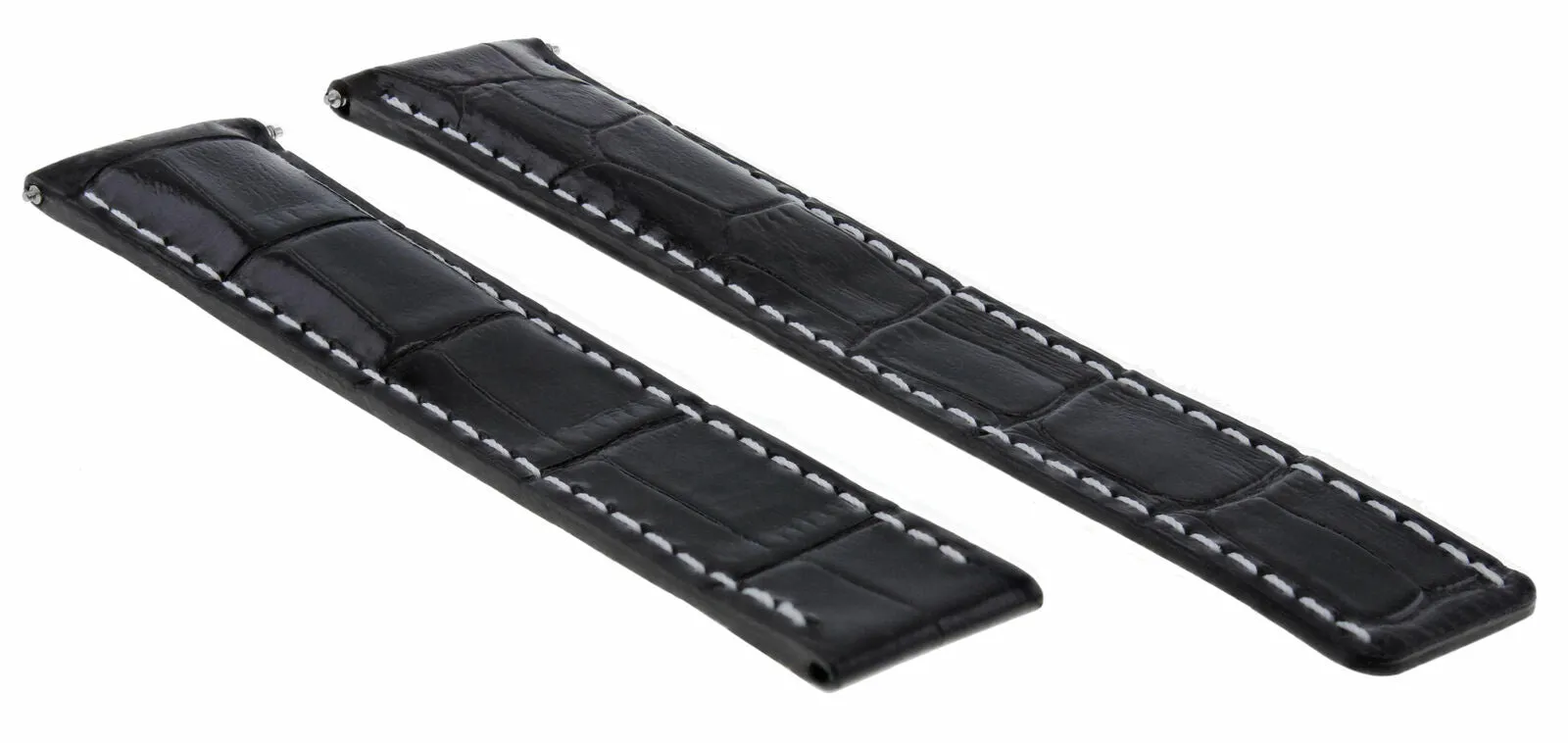22MM LEATHER WATCH BAND STRAP FOR BREITLING CHRONOMAT DEPLOYMENT BUCKLE BLACK WS