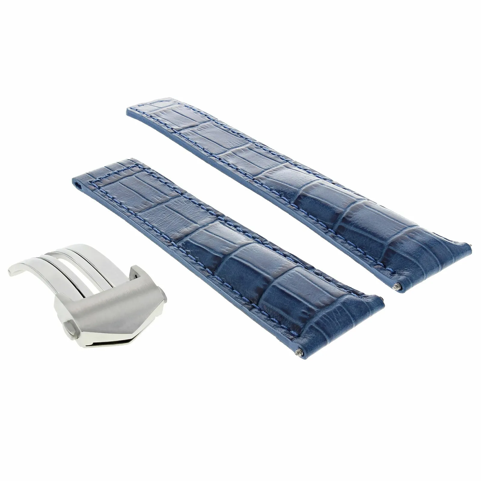 22MM LEATHER WATCH BAND STRAP FOR TAG HEUER CARRERA MONACO BLUE FIT FC-5037-39
