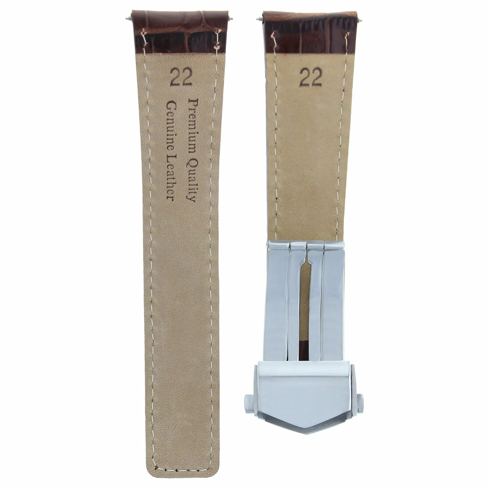 22MM MONACO LEATHER WATCH BAND STRAP FOR TAG HEUER CARRERA CALIBER CLASP BROWN