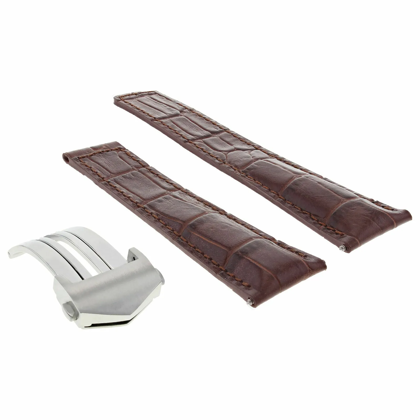 22MM MONACO LEATHER WATCH BAND STRAP FOR TAG HEUER CARRERA CALIBER CLASP BROWN