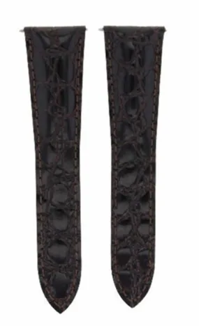 24MM GENUINE LEATHER STRAP ALLIGATOR GRAIN BAND FOR CALIBRE DE CARTIER BROWN