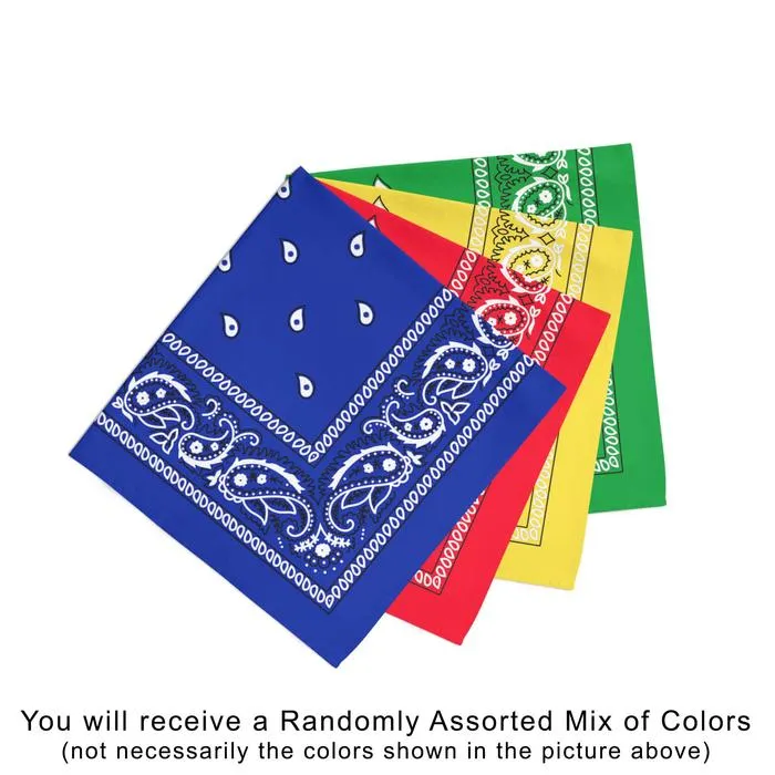 3 Pack XL Polyester Paisley Bandanas - Fast FREE Shipping