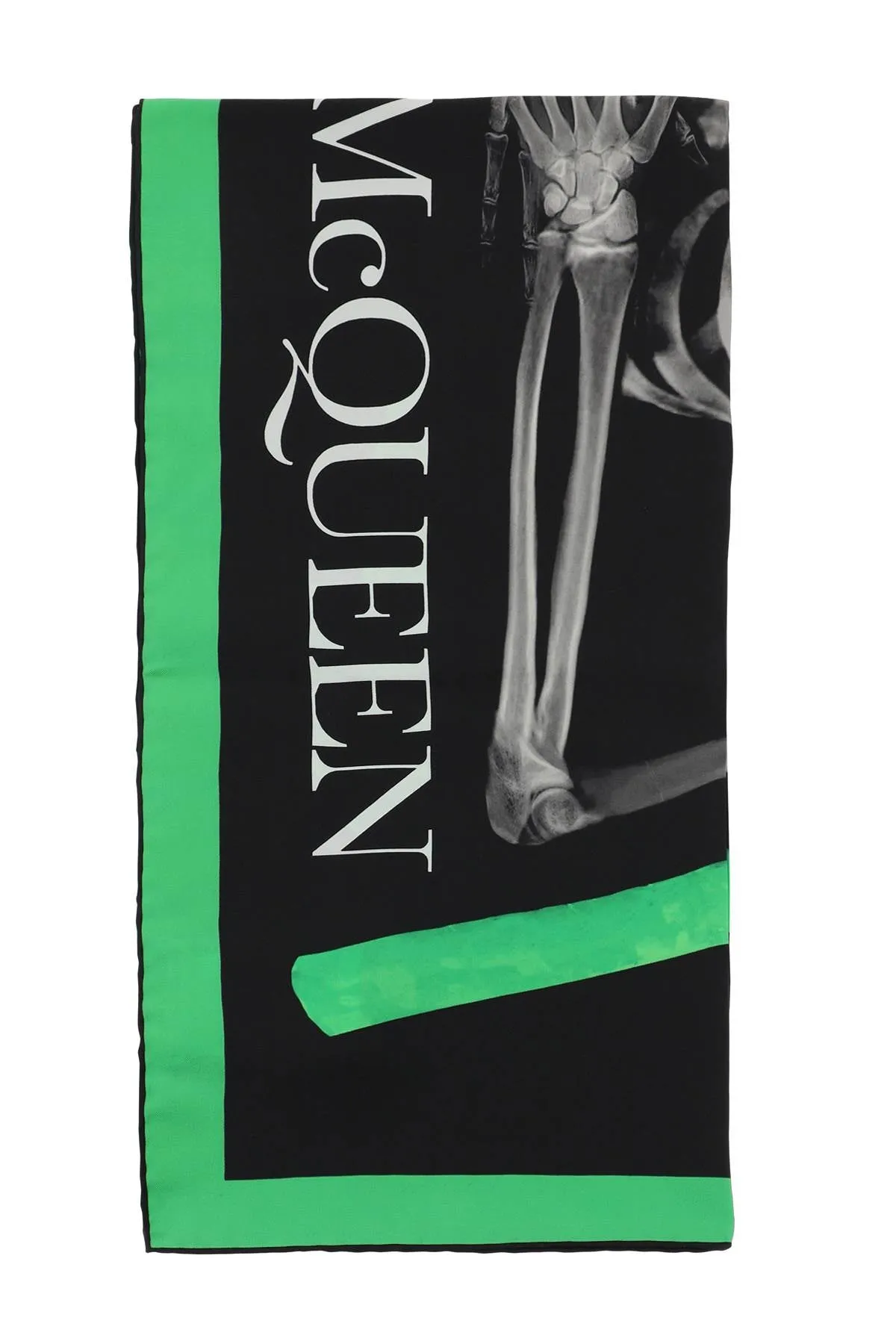 Alexander mcqueen 'mushroom skeleton' headscarf 718421 3001Q BLACK LIGHT GREEN