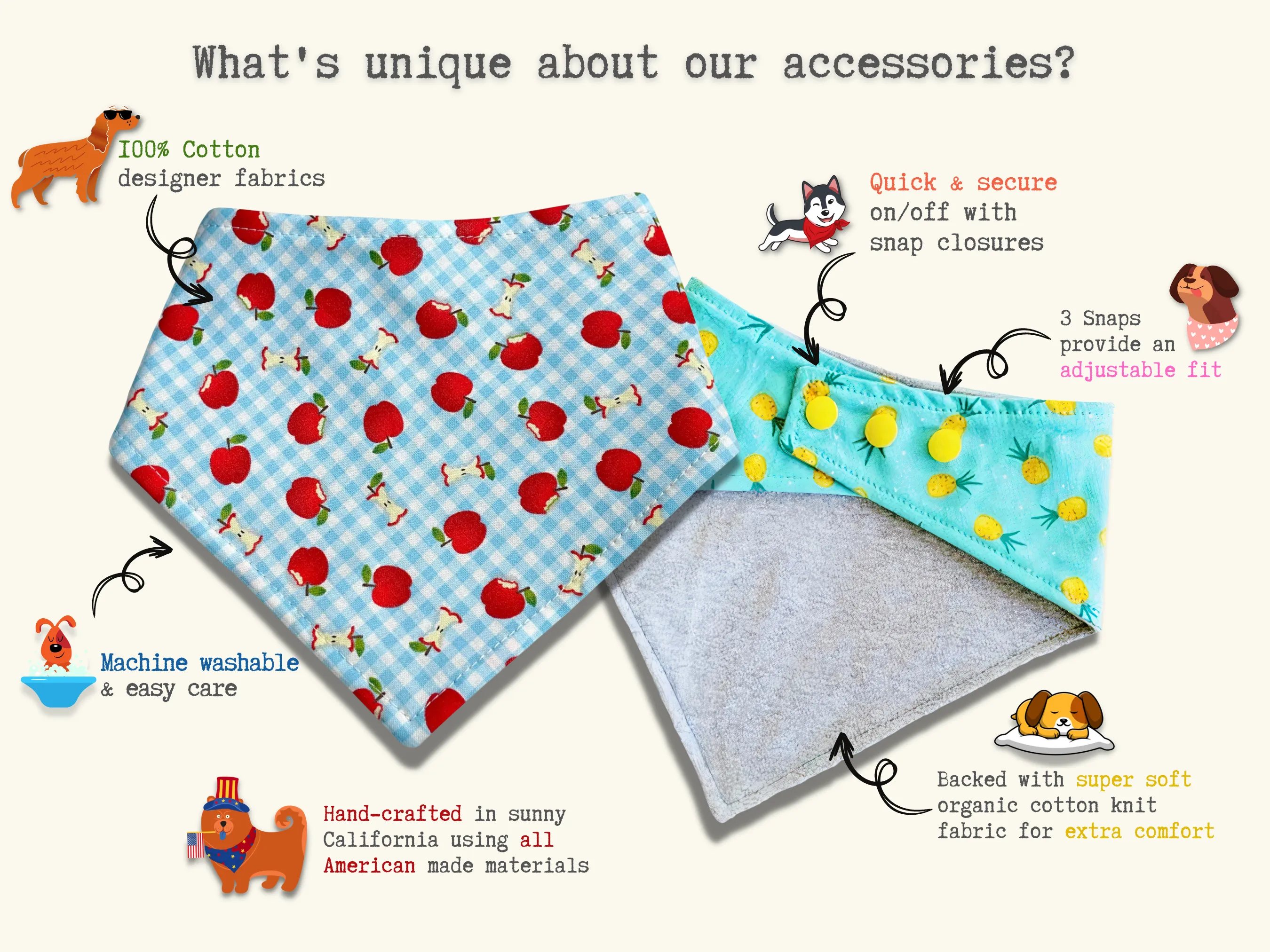 Amore - Eco-friendly Snap On Bandana - Made in the USA