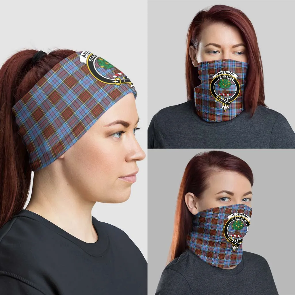 Anderson Modern Tartan Neck Gaiters, Tartan Bandanas, Tartan Head Band with Family Crest