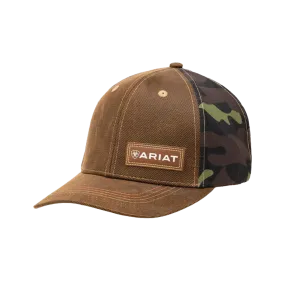 Ariat M&F Brown Camo Mesh Leather Patch Cap