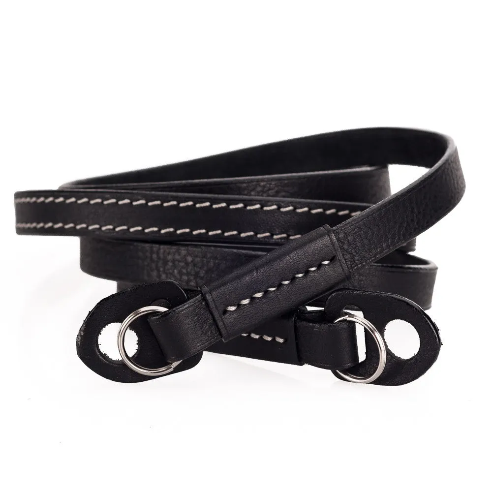Arte di Mano Comodo Neck Strap, XL, 120cm - Minerva Black with White Stitching