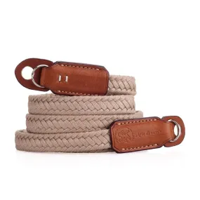 Arte di Mano Waxed Cotton Neck Strap, XL, 120cm - Beige Cotton with Barenia Tan Leather Accents
