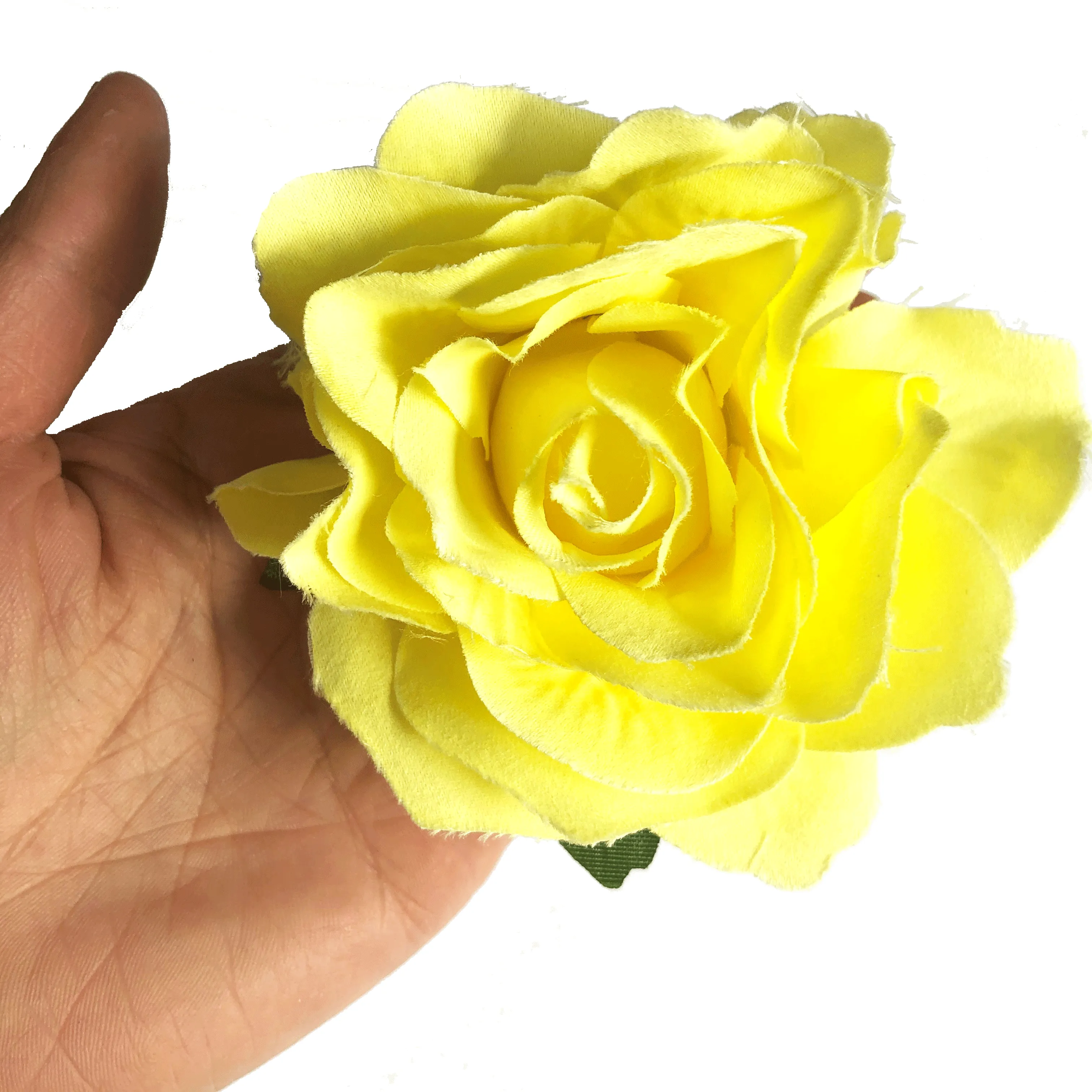 Artificial Silk Flower Head - Yellow Rose Style 126 - 1pc