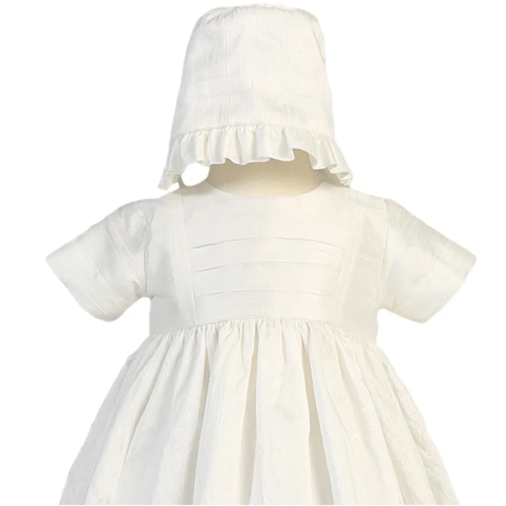 Baby Girls Boys White Silk Heirloom Gown Bonnet Set Baptism Set 0-18M