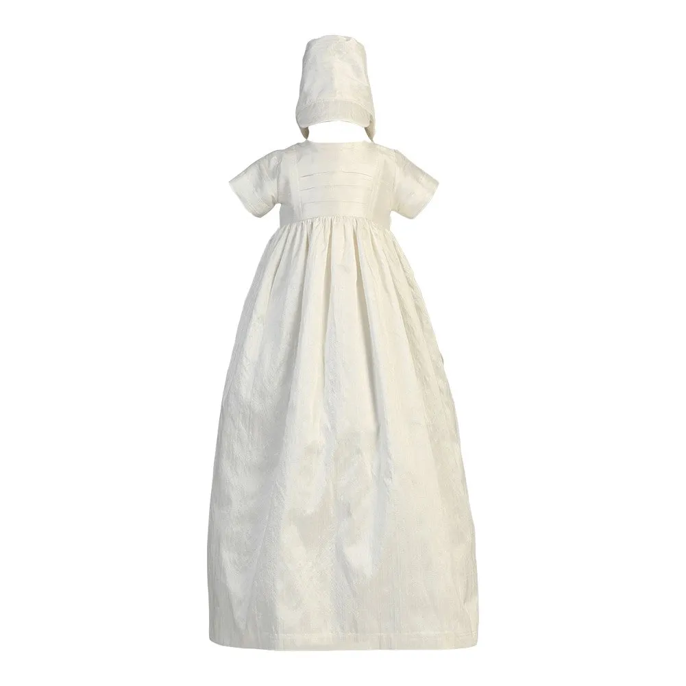 Baby Girls Boys White Silk Heirloom Gown Bonnet Set Baptism Set 0-18M