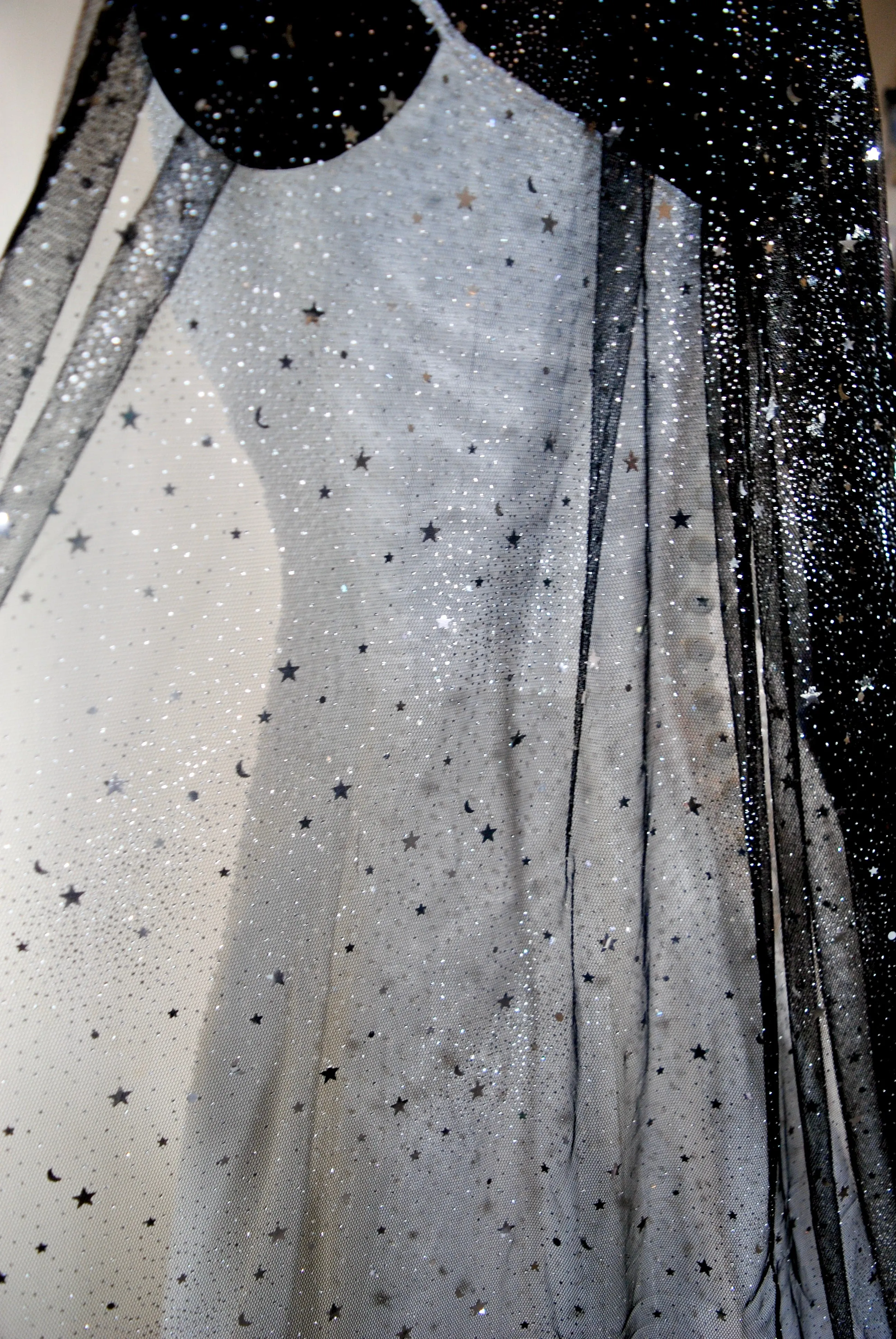 Black Celestial wedding veil sparkling stars