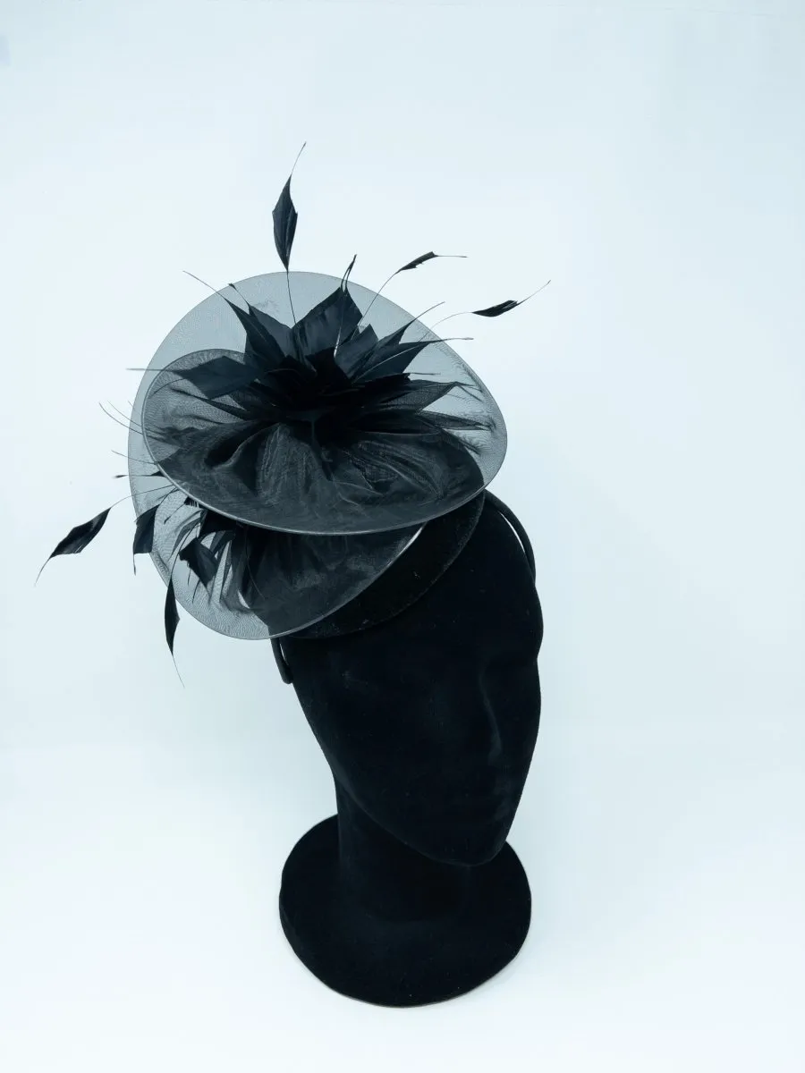 Black Organza & Velvet Hairband Fascinator