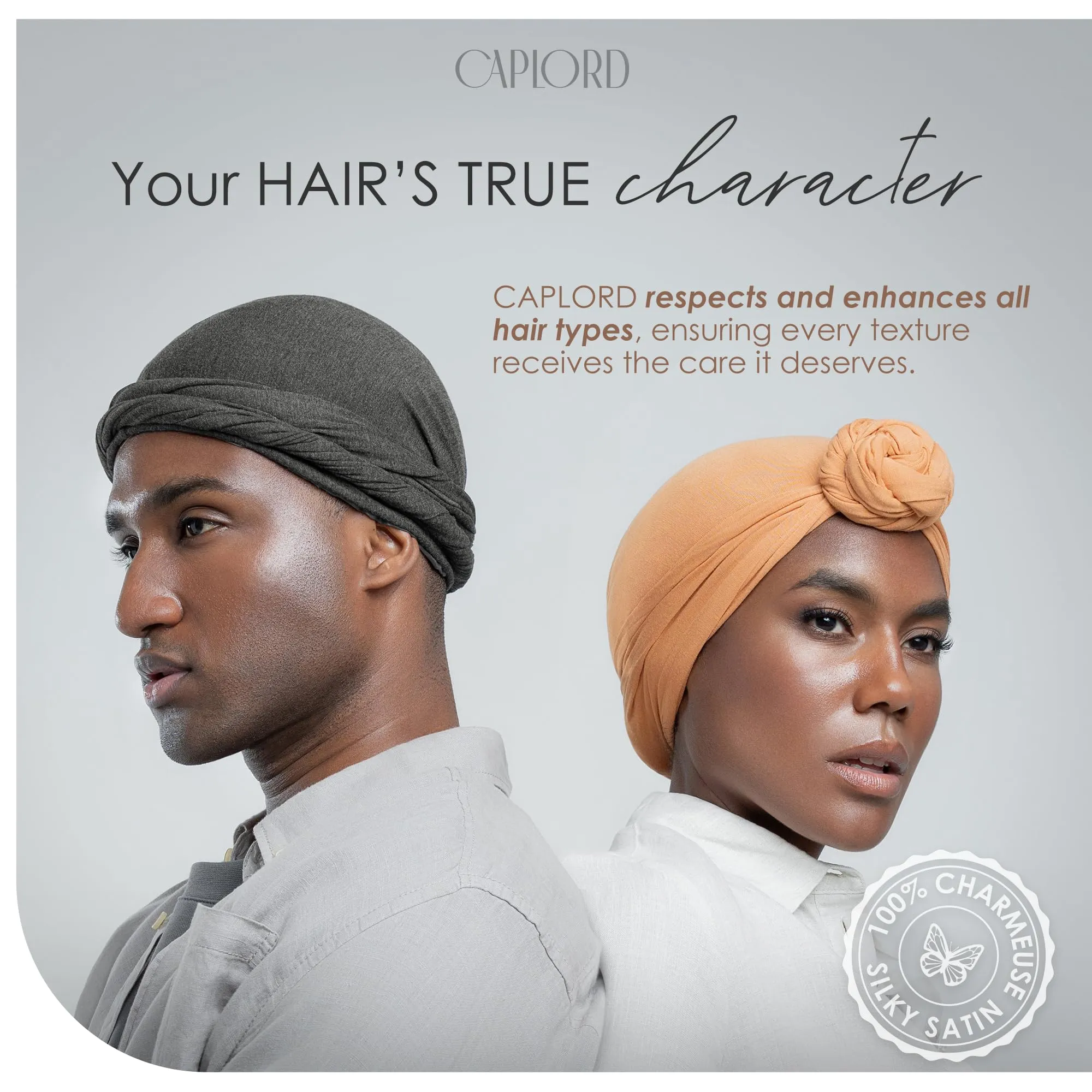 CAPLORD Silk Satin Lined Halo Turban Durag Head Wrap Pre-Tied Skull Cap for Men and Women Sleeping Bonnet Hair Cover Chemo Hair Loss Hat Sleep Bonnet Tan