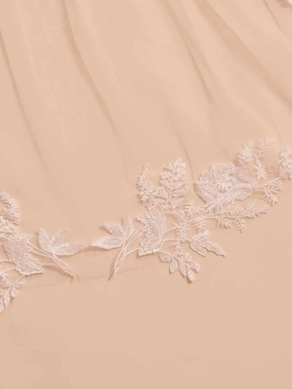 Cathedral Length Wedding Veil, Single Tier, Beaded Lace Edge S416