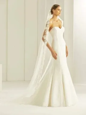 Cathedral Veil Single Tier Beaded Lace Edge S274