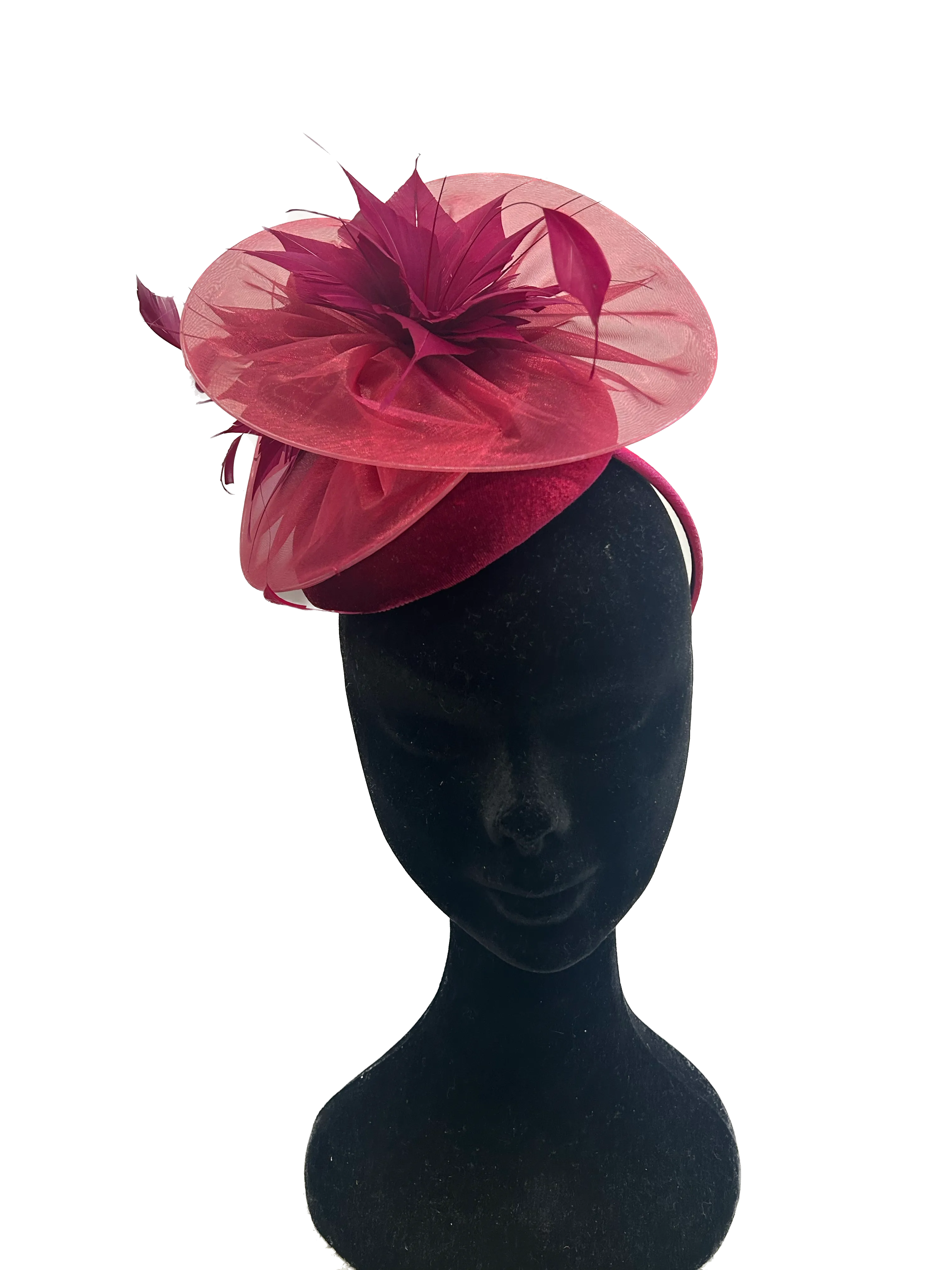 Cherry Red Organza & Velvet Hairband Fascinator