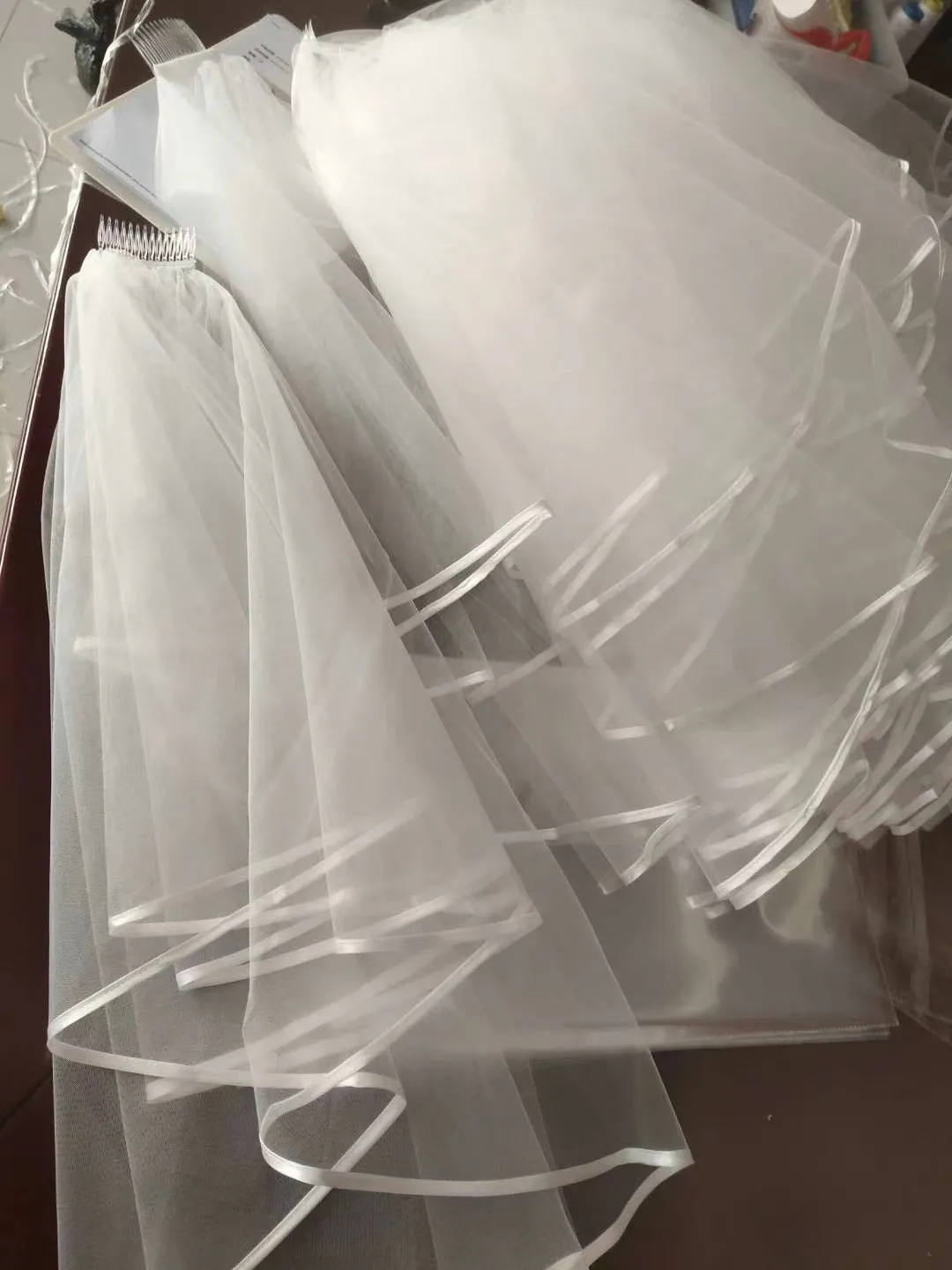 Chic elbow length two layers face veil