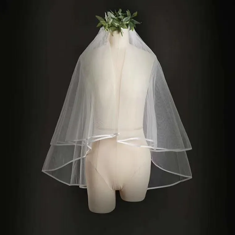 Chic elbow length two layers face veil