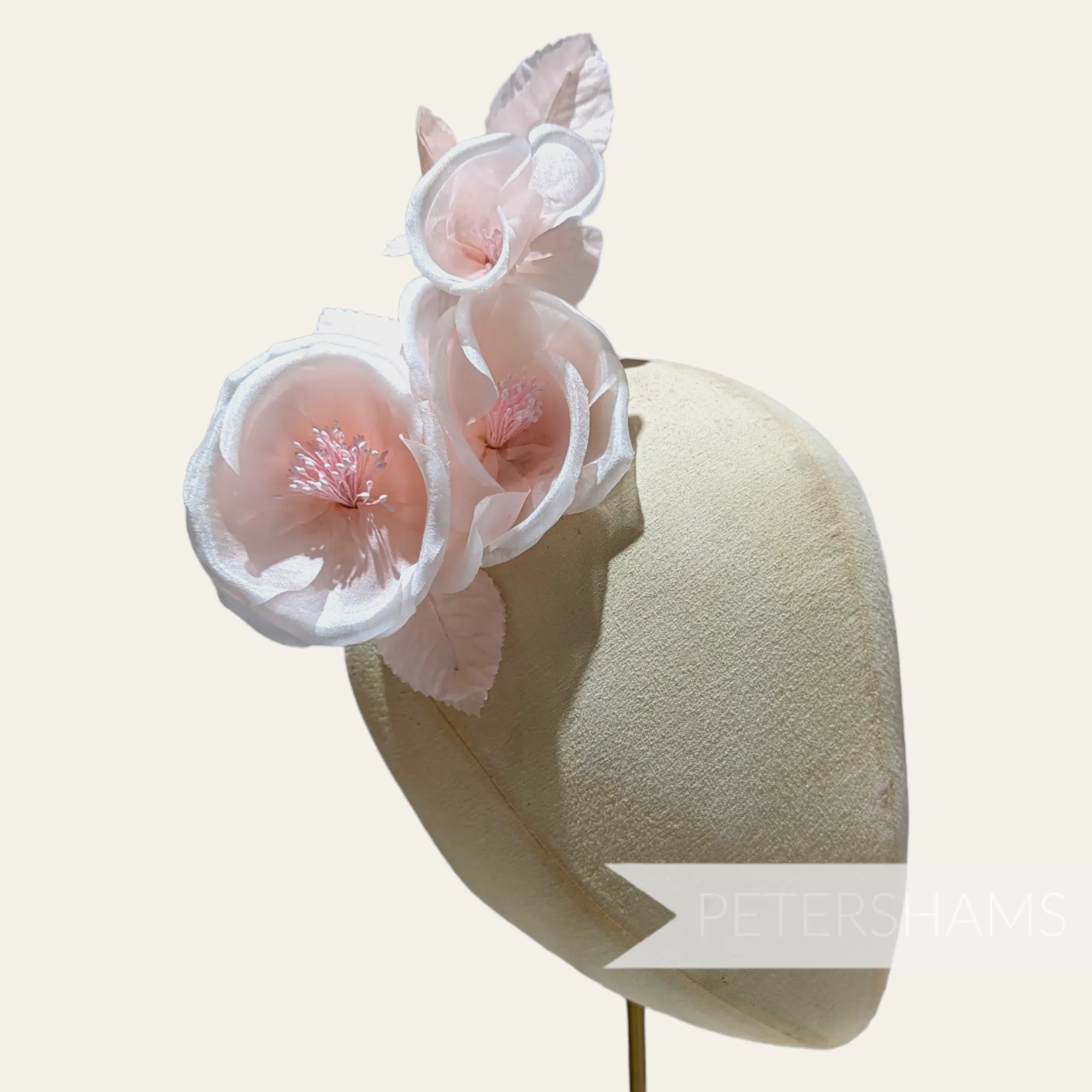 'Clare' Triple Silk Blossoms and Bud Hat Flower Mount