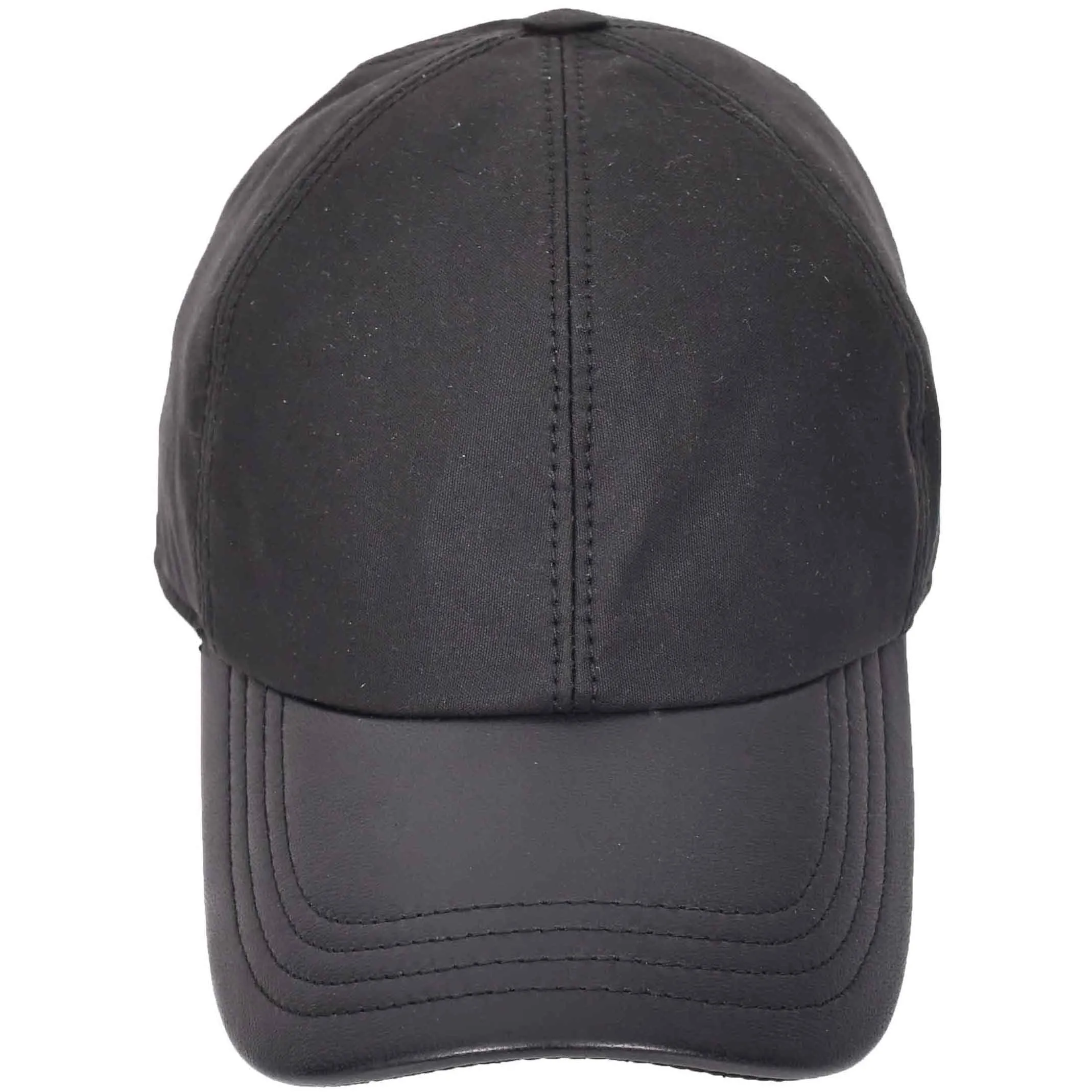 Classic Hat Leather Canvas Baseball Cap Black