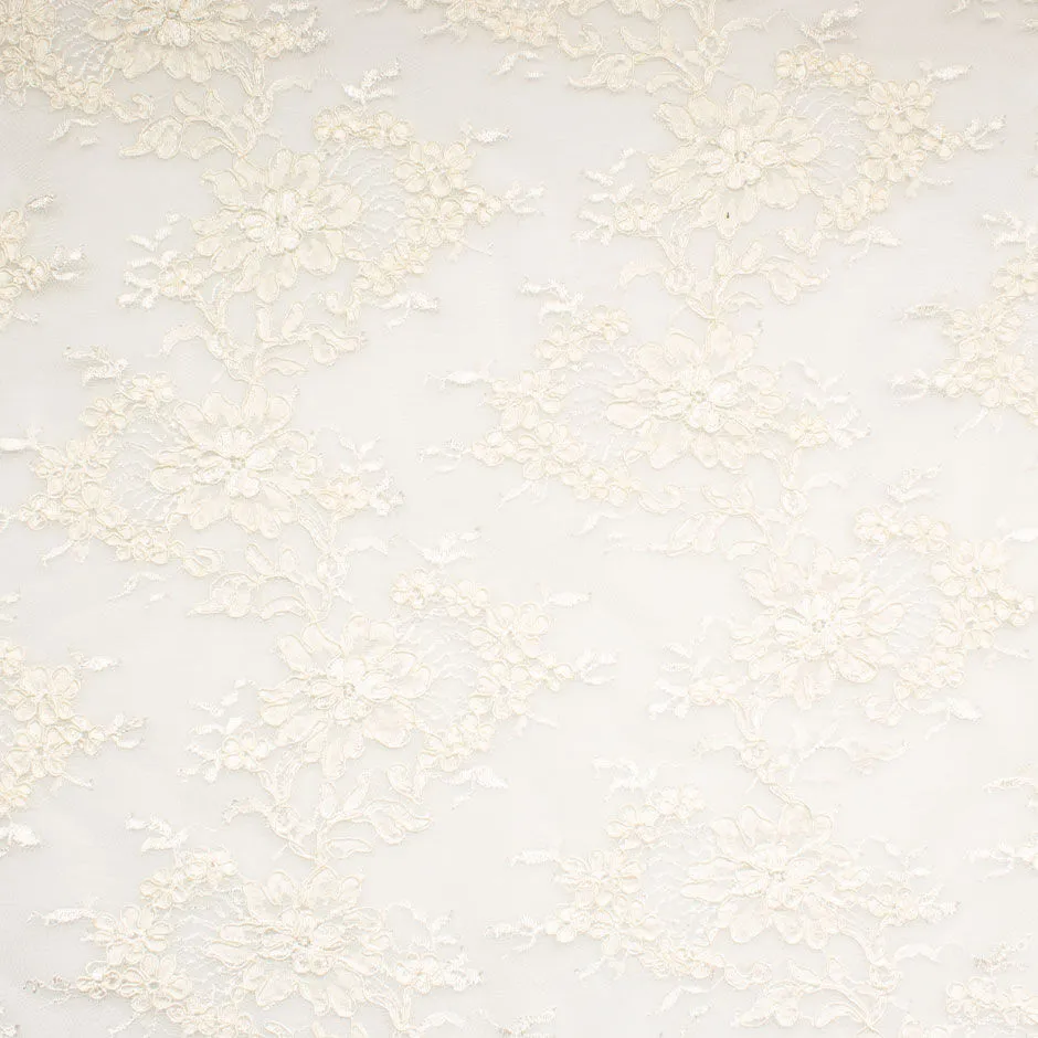 Cream Cotton Blend Corded Lace