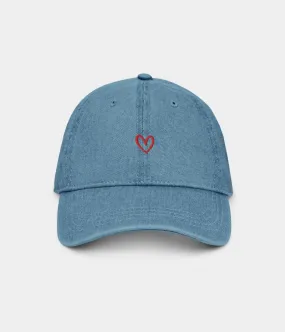 DENIM DRAWN HEART.