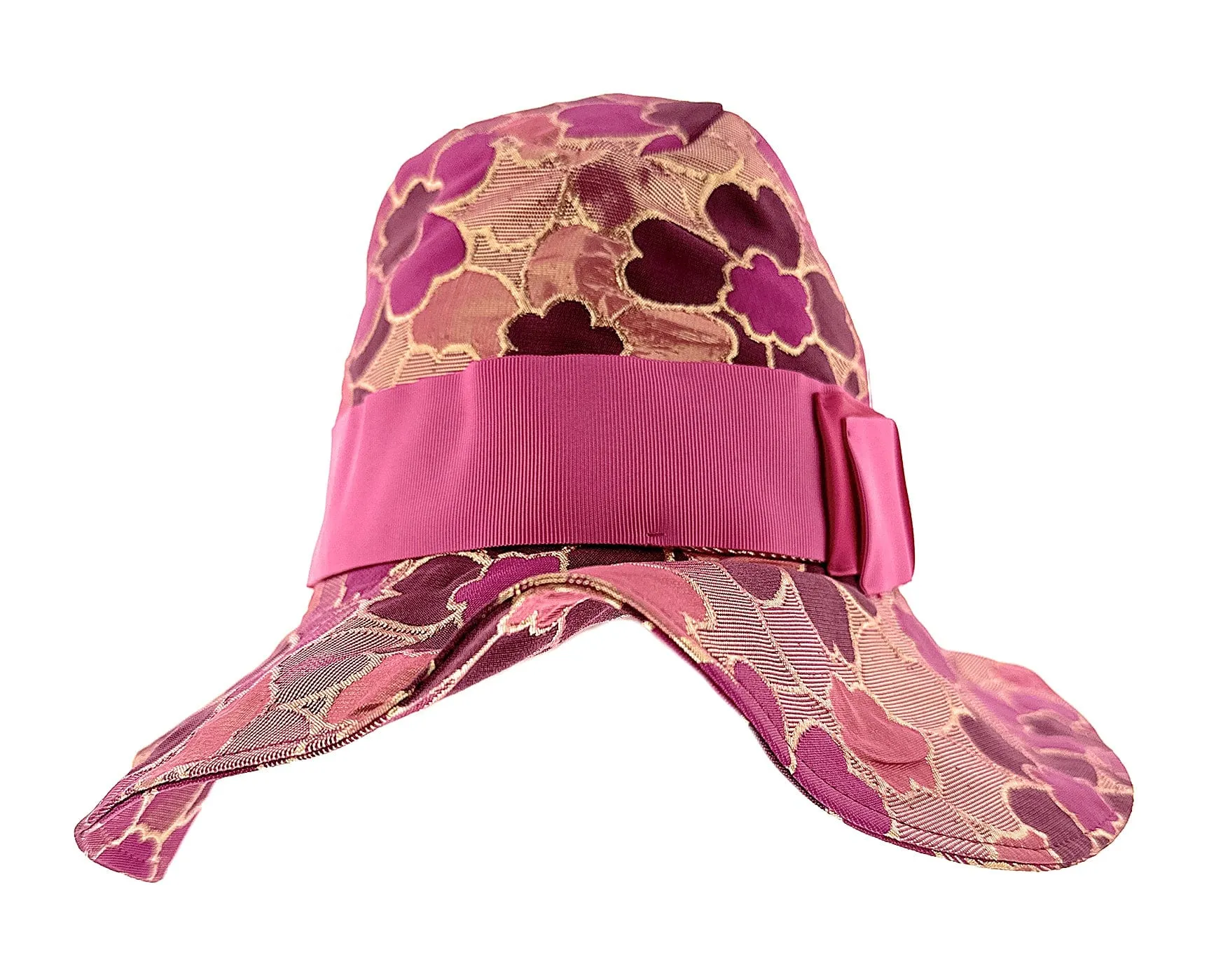Dolce & Gabbana Pink Elegant Floral Silk Bucket Hat with Grosgrain Bow-