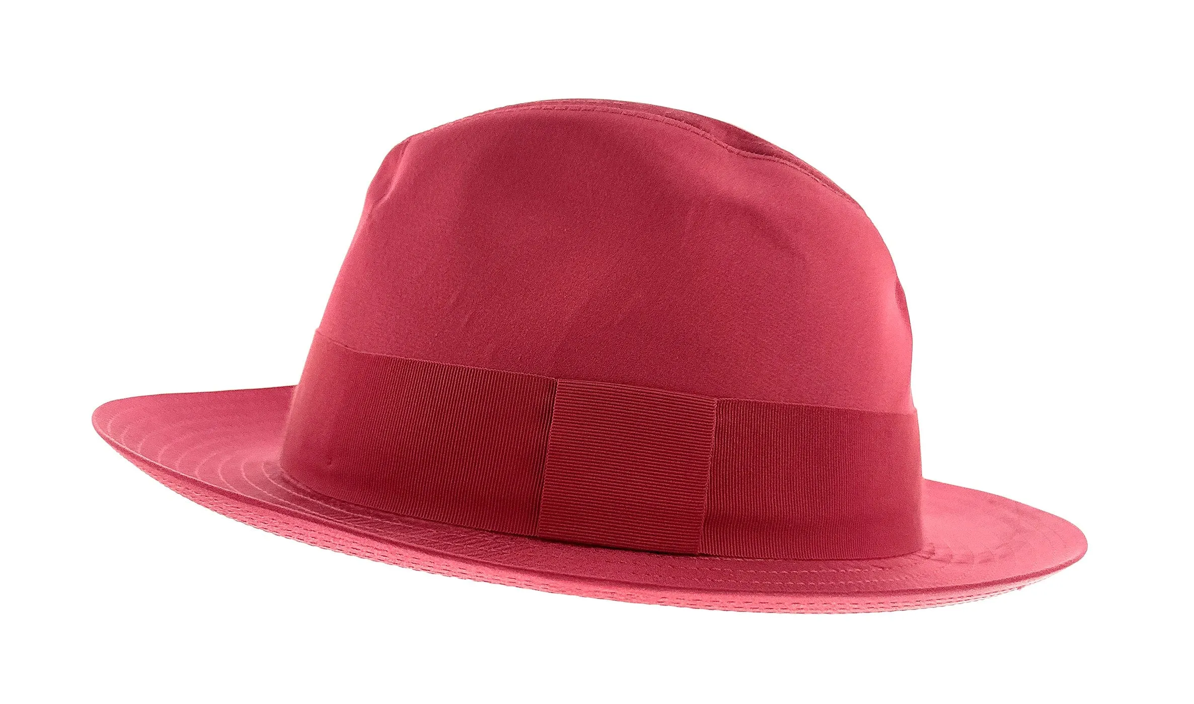 Dolce & Gabbana Pink Red Silk Blend Fedora Hat with Ribbon Detail-S