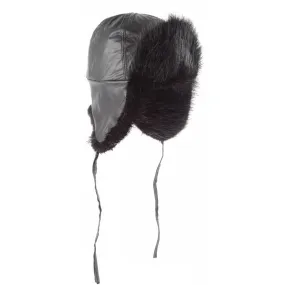 Dyed Black Beaver Aviator Hat