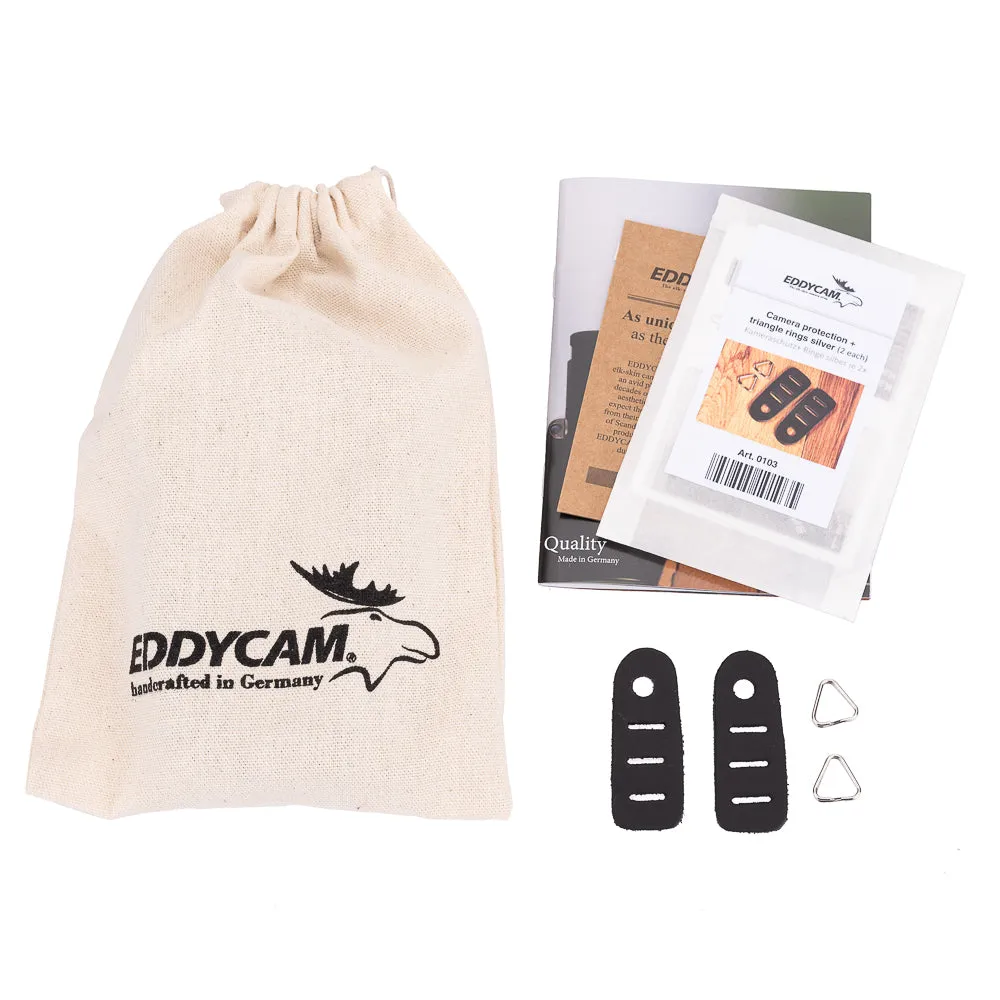 EDDYCAM Elk Leather Neck Strap, 35mm Wide, Black/Natural with Natural Stitching