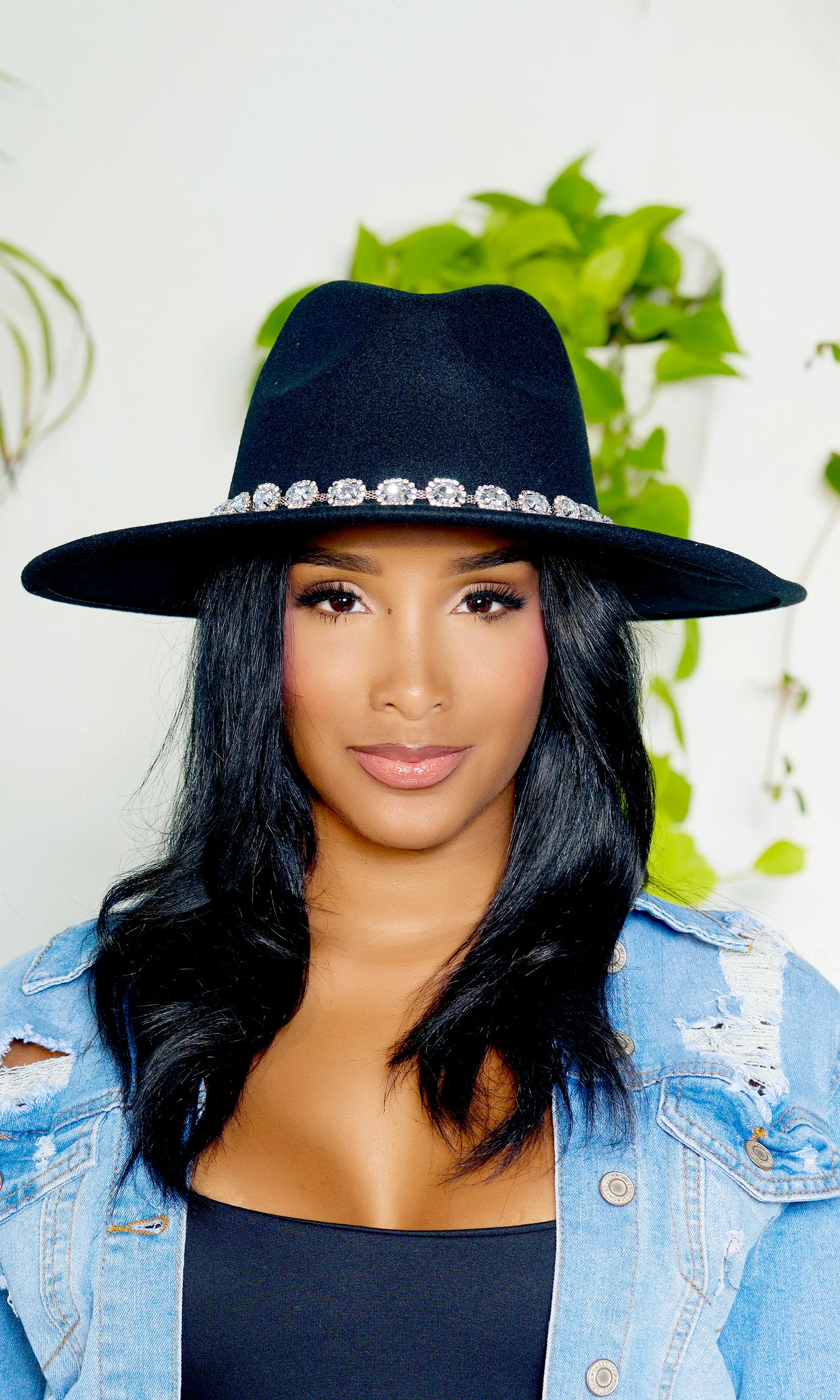 Embellished Band Fedora - Black