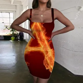 Flame Dresses Women The Letter A Bodycon Dress Funny Vestido Sexy