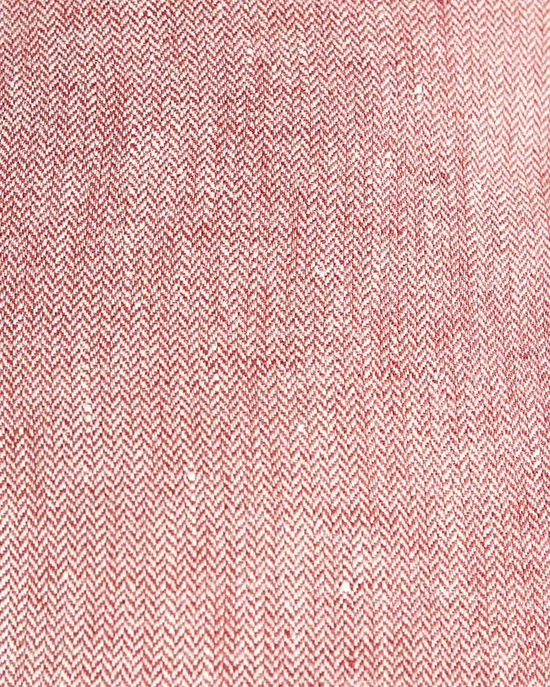 Flame Red Herringbone Linen Flat Cap