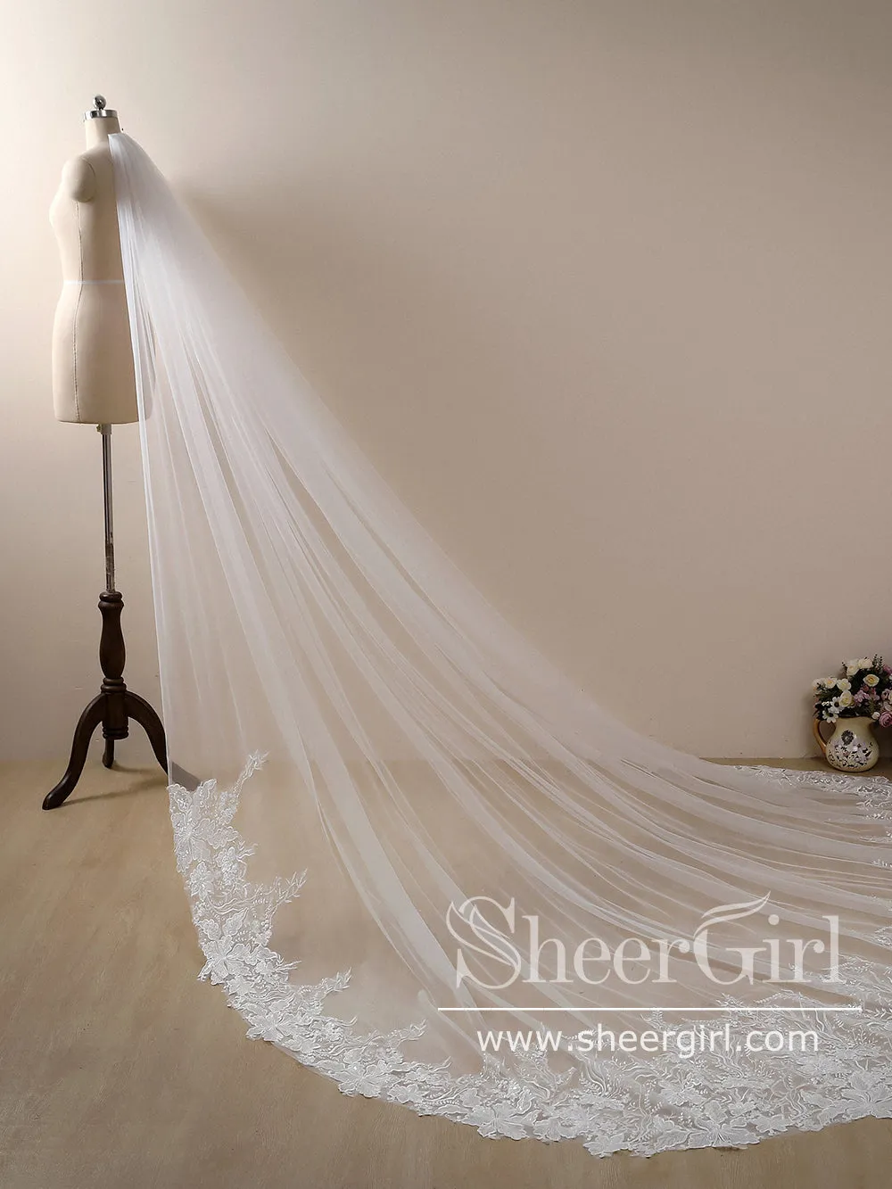 Flower Lace Cathedral Veil Bridal Veil Wedding Veil ACC1188