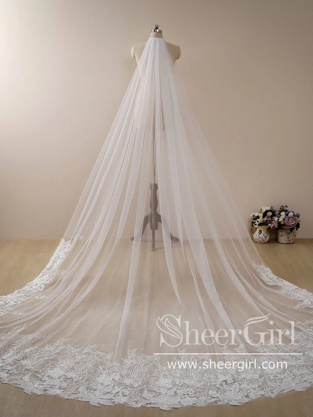 Flower Lace Cathedral Veil Bridal Veil Wedding Veil ACC1188