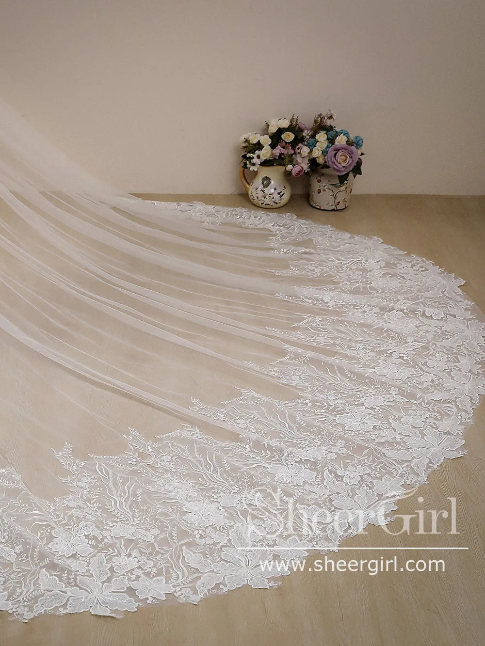 Flower Lace Cathedral Veil Bridal Veil Wedding Veil ACC1188