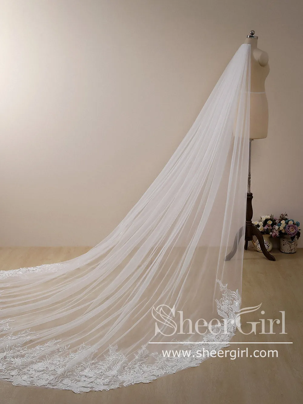 Flower Lace Cathedral Veil Bridal Veil Wedding Veil ACC1188