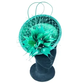 Forest Green Velvet Floral Disc Hairband Fascinator