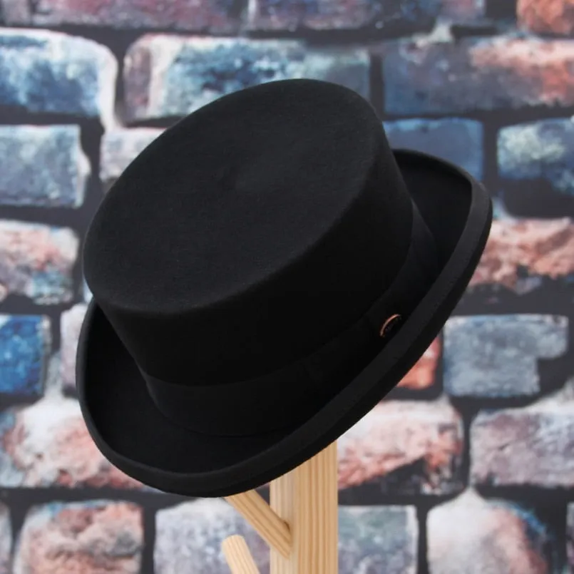 GEMVIE 11cm 100% Wool Felt Top Hat For Men/Women New Cylinder Hat Topper Mad Hatter Party Costume Fedora Derby Magician Hat